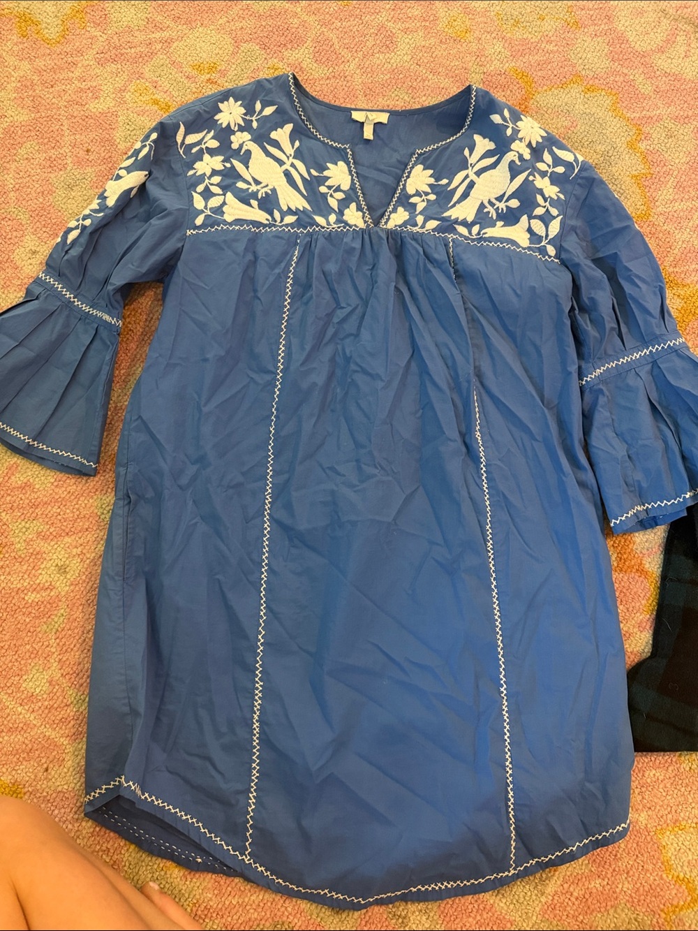 Joie Women’s ' Blue Embroidered Tunic Dress - Floral Detail